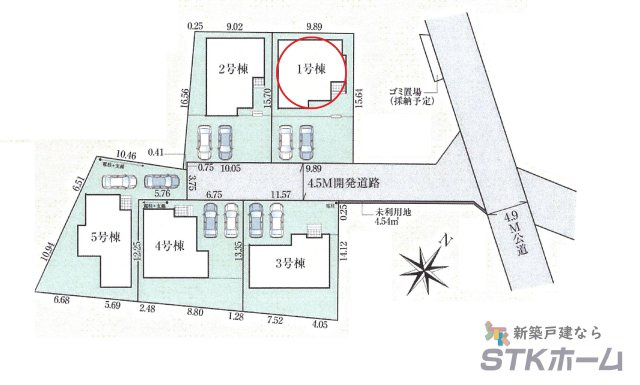 仲介手数料無料　北本市東間８丁目28　新築戸建　全５棟の区画図