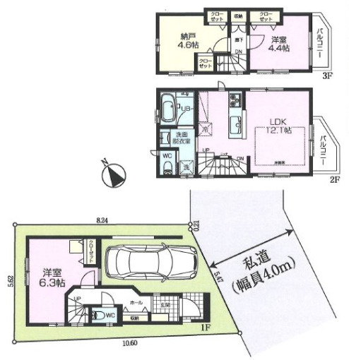 練馬区旭町3丁目　駅近×車庫付　快適コンパクト住宅　限定1棟の間取り|2LDK+S　土地面積50.84m2　建物面積81.05m2
