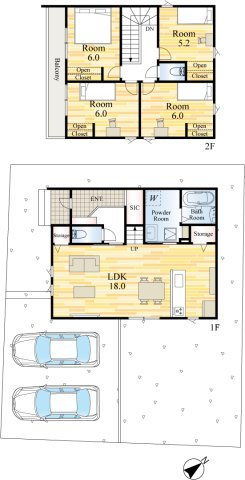 SUN COURTーサンコート－小倉南区南方5丁目【小倉南区　新築戸建て】の間取り|SUN COURTーサンコート－小倉南区南方5丁目【小倉南区　新築戸建て】