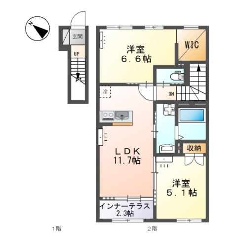 仮）スターテラスⅡ宇都宮市下栗新築アパートの間取り