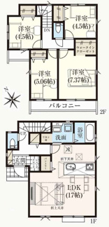 【間取り】 | 【仲介手数料無料！！】府中市分梅町3丁目　新築戸建て（全5棟）3号棟　7290万円
