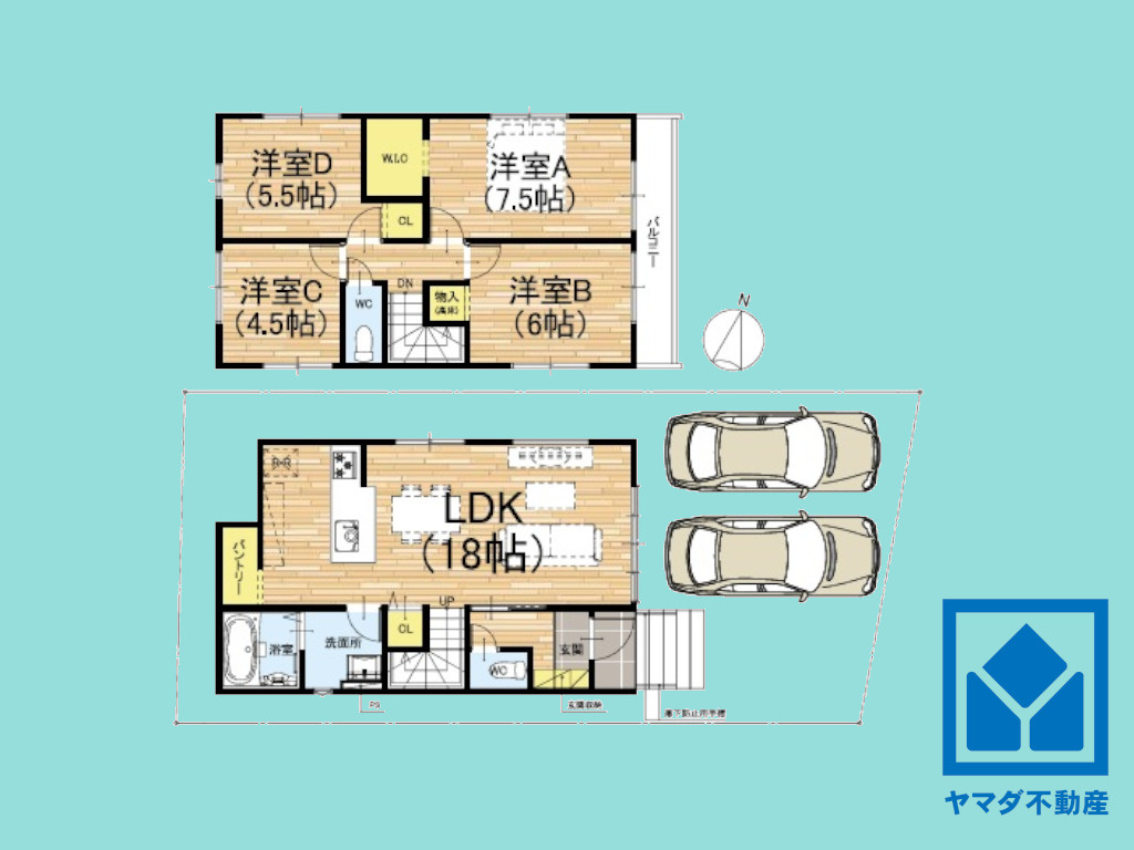 宇治市広野町寺山　2期　1号地の間取り|図面と現況が異なる場合は現況を優先いたします。