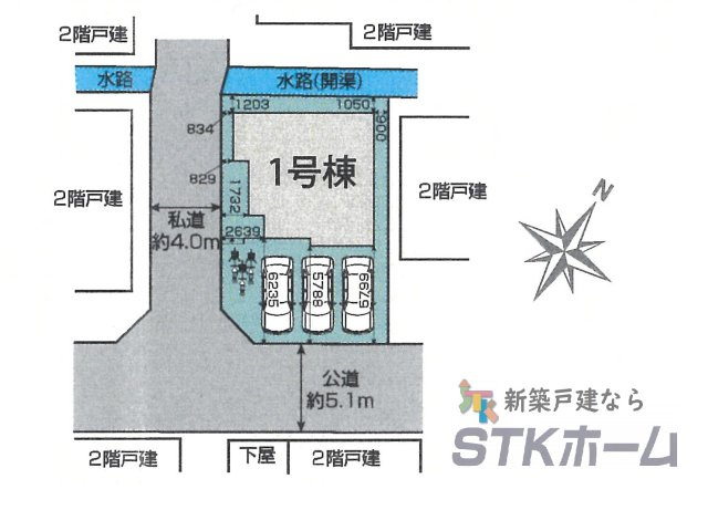 仲介手数料無料　北本市中丸7丁目249　新築戸建　全１棟の区画図