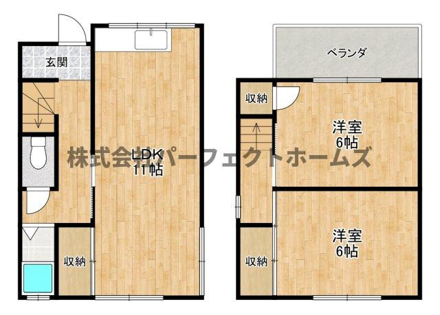 枚方市南中振２丁目の一戸建ての間取り