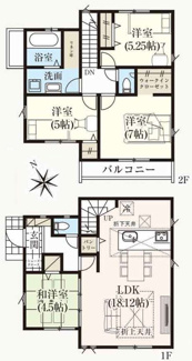 【間取り】 | 【仲介手数料無料！！】府中市分梅町3丁目　新築戸建て（全5棟）5号棟　7190万円 | 5号棟