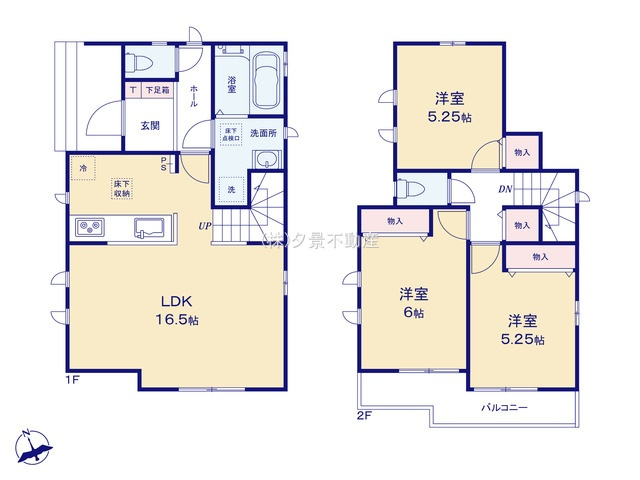 《仲介手数料無料》川越市石原町２丁目44-15新築一戸建てハートフルタウンの間取り