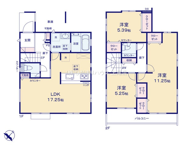上尾市本町5丁目　新築戸建　ブルーミング01の間取り|3LDK