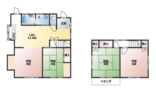【中古】比企郡吉見町長谷リフォーム中古住宅の間取り