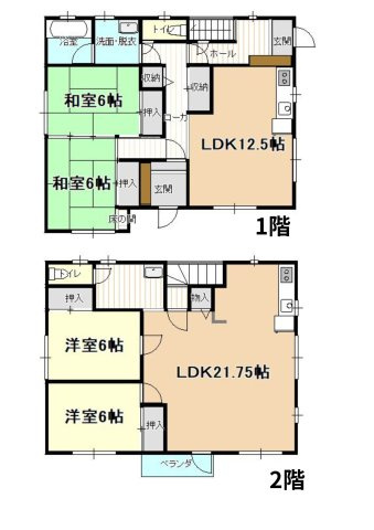 花巻市野田　中古住宅の間取り|花巻市野田　間取