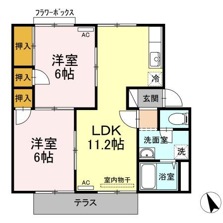 リヴェール目久美B棟の間取り