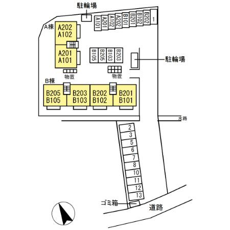 リヴェール目久美B棟の区画図