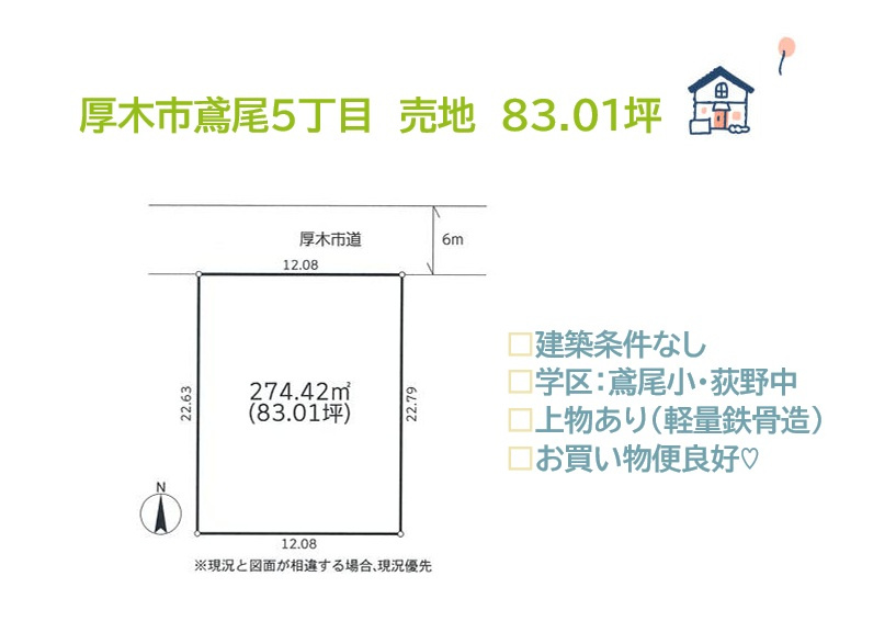厚木市鳶尾５丁目　売地　83.01坪