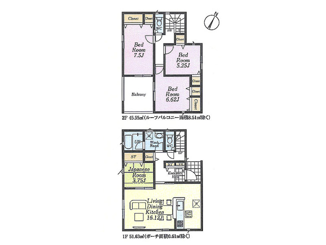 【間取り】 | 富士見市東大久保　新築一戸建住宅　全4棟　(ふじみ野店) | LDK16帖以上/主寝室7帖以上/和室/全居室収納付き/ルーフバルコニー
