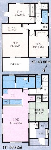 玉津町出合　８区画分譲地の土地図＋建物プラン例|６番区画参考プラン4LDK：１８００万円～