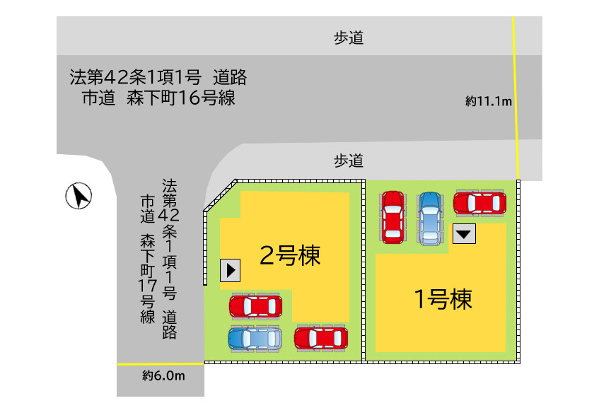 北九州市八幡西区森下町2期1号棟の区画図