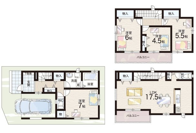 豊中市曽根南町　新築一戸建ての間取り|N号地