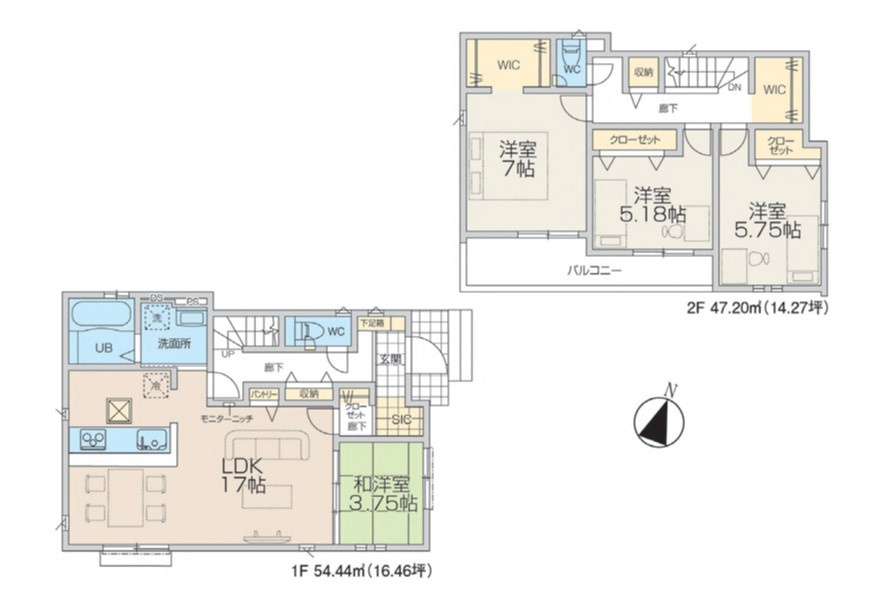 八王子市　弐分方町　新築一戸建て　５期の間取り|～全室南向き4LDK　収納豊富、陽当たりの良い間取りです～