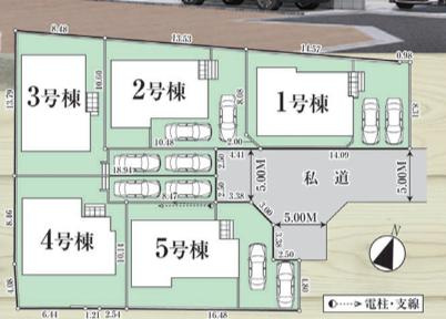 八王子市　弐分方町　新築一戸建て　５期の区画図|～全5棟の新しいコミュニティが誕生～