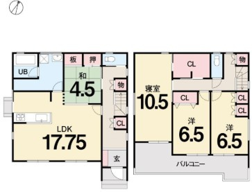 【津波浸水予測エリア外】高知市薊野北町4丁目　中古一戸建ての間取り|家事動線に配慮した、使い勝手の良い4LDK☆