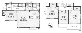 【間取り】 | 座間市立野台2丁目 B号棟 | 4LDK　都市ガス　掃き出し窓シャッター付　スマートキー　二部屋から行き来できるバルコニー　浴室乾燥機+窓　全居室収納　LDK16.2帖+洋室5.2帖　全室南面に窓有