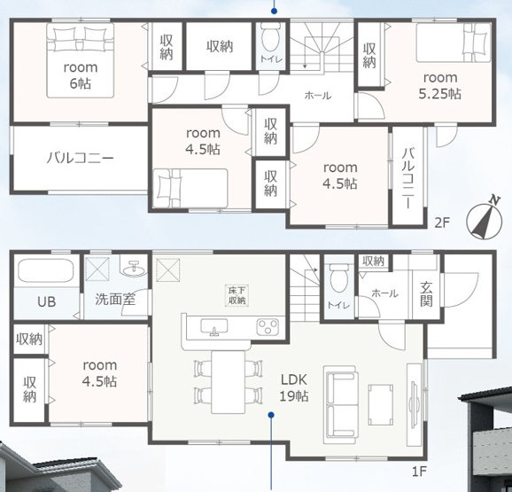 【間取り】 | 静岡市葵区西瀬名町 新築一戸建て 1号棟 | 効率的かつ暮らしのことをしっかり考えた間取りです