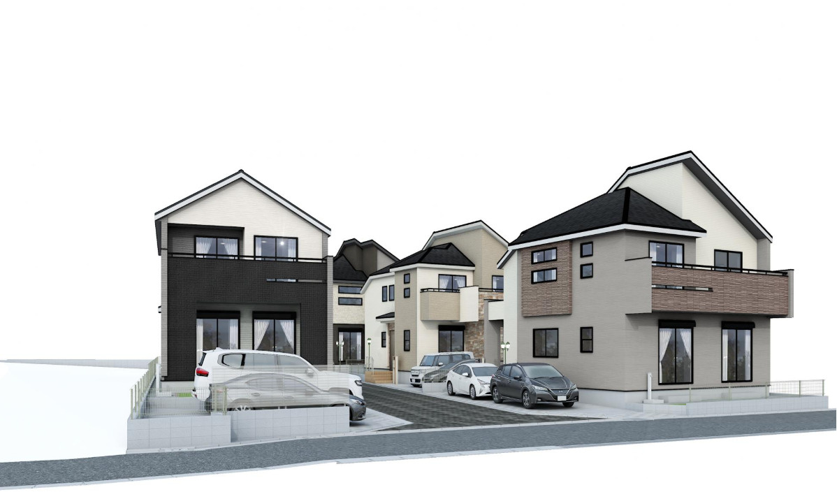 横浜市青葉区鉄町 新築戸建て【仲介手数料無料】カースペース2台の外観パース