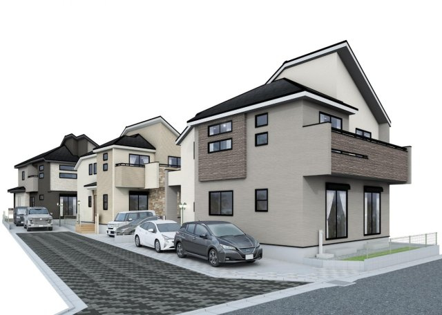 横浜市青葉区鉄町 新築戸建て【仲介手数料無料】カースペース2台の外観パース