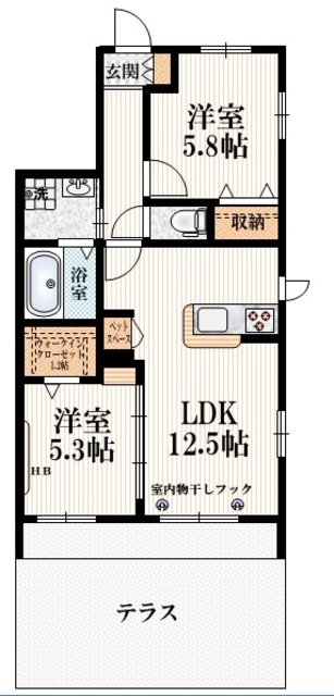 エーデルガーデン小金井の間取り|★角部屋３面採光★専用テラス有★