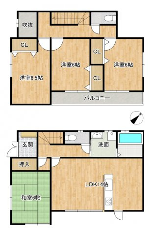神戸市西区水谷1丁目　中古戸建の間取り