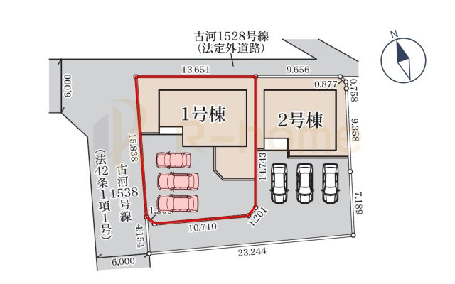 古河市三和　新築戸建て　1号棟の区画図|大きなお買い物だからこそ、メリット・デメリットを伝えさせて頂きます。
R-homeにお任せください♪