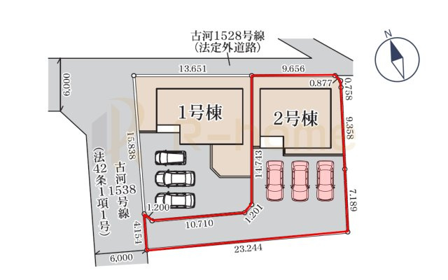 古河市三和　新築戸建て　2号棟の区画図|大きなお買い物だからこそ、メリット・デメリットを伝えさせて頂きます。
R-homeにお任せください♪