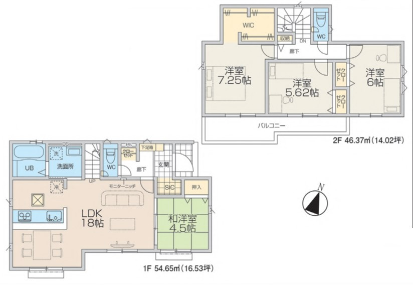 八王子市　弐分方町　新築一戸建て　５期の間取り|～全室南向き4LDK　収納豊富、陽当たりの良い間取りです～
