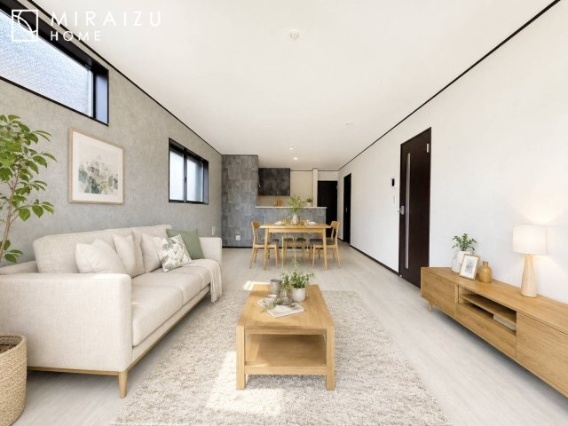 【居間・リビング】 | お子さんが宿題をしたり、ちょっとした作業もできる、家族みんながそれぞれの時間を過ごせるリビングです。