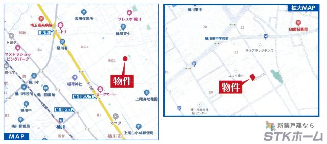 仲介手数料無料　上尾市上1133-2　新築戸建　全16棟の地図|上尾市上1132付近