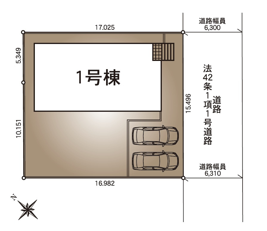 【Cradle Garden】　古河市尾崎　第１　全1邸の区画図|並列2台駐車可
