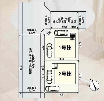 CRADLE GARDEN　若松区二島第4の前面道路含む現地写真|道路幅員約8.97メートル