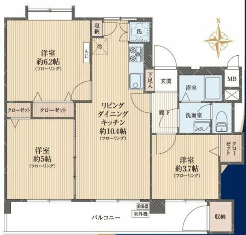 調布市染地３丁目の中古マンションの間取り