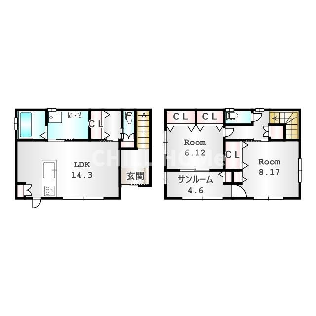 井野町貸住宅　Ｂ棟の間取り|当社、チルホームのHPもご覧ください(^^)/物件情報多数♪