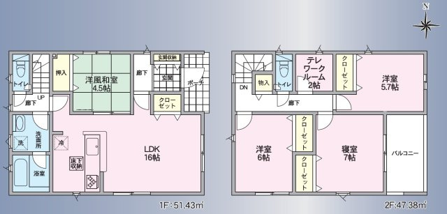 新築戸建　長野市稲里一丁目　全3棟の間取り