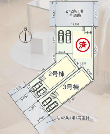 【今からご案内可能】名古屋市南区阿原町　全3棟の区画図|全体区画数｜全3棟
◆駐車2台可能！(但し、車種による)
◎まずは、お気軽にお問い合わせください。現地を案内しながら周辺環境も見て頂けます。