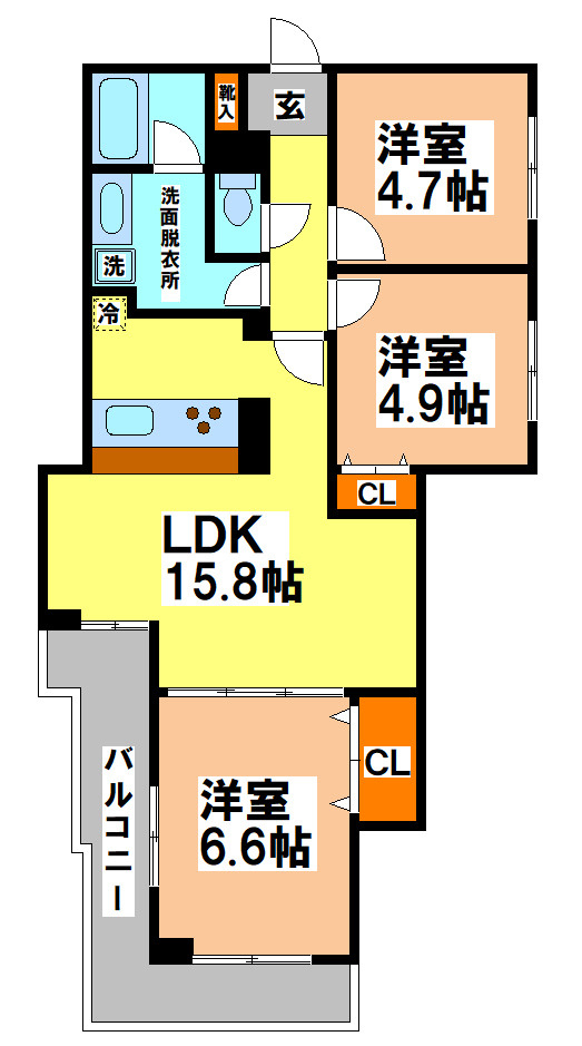 小金井市中町２丁目の賃貸マンションの間取り