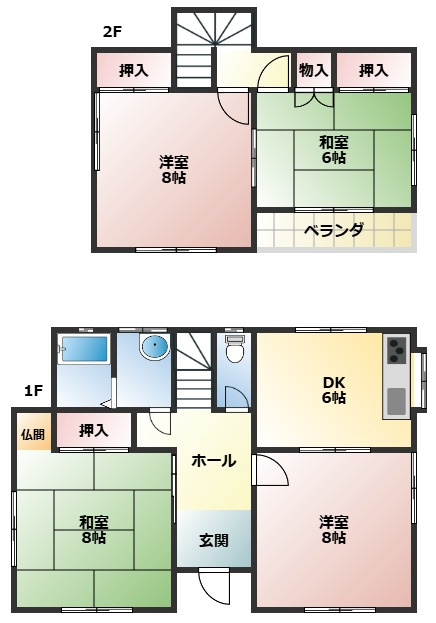 久喜市菖蒲町下栢間　中古戸建の間取り|全居室６帖以上のゆとりのある間取り♪