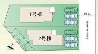 【区画図】 | 【仲介手数料無料！！】川崎市麻生区王禅寺西4丁目　新築戸建て（全2棟）2号棟　6990万円 | 2号棟　土地面積：197.87㎡（59.85坪）