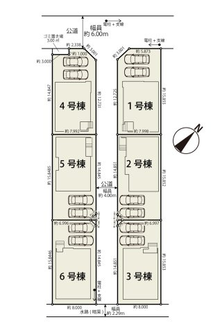 越谷市瓦曽根　新築戸建ての区画図