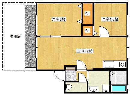 ハイム東山Ⅰの間取り|使い勝手の良い間取りです♪