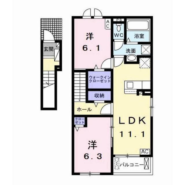 岐阜市粟野西３丁目のアパートの間取り