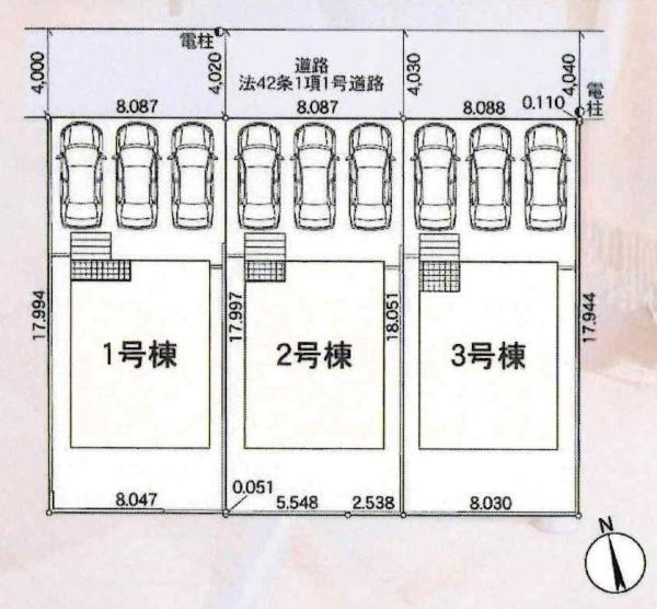 蒲郡市大塚町第13　全3棟・2号棟の区画図|2号棟です。