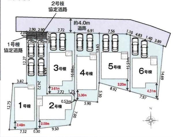 西尾市米津町01期　全6棟・6号棟の区画図|6号棟です。