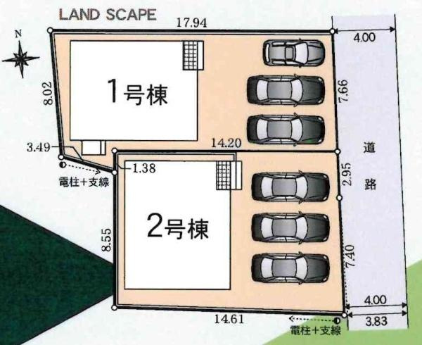 蒲郡市竹島町第4　全2棟・2号棟の区画図|2号棟です。
