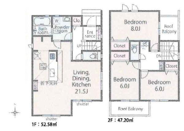 西尾市米津町01期　全6棟・3号棟の間取り|間取り図です